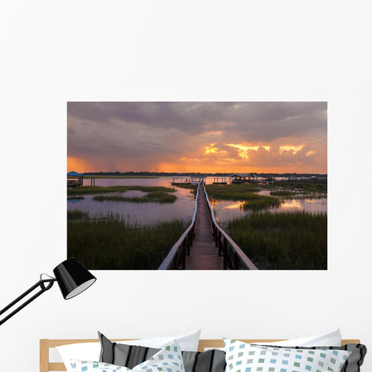 People Dock Sunset Wall Decal