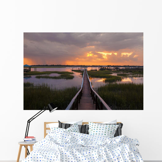People Dock Sunset Wall Decal