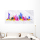 Silhouette Overlay City New Wall Decal Panoramic Wall Decal