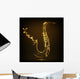 Shiny Golden Saxophone with Wall Decal