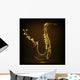 Shiny Golden Saxophone with Wall Decal
