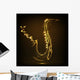 Shiny Golden Saxophone with Wall Decal