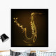 Shiny Golden Saxophone with Wall Decal