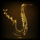 Shiny Golden Saxophone with Wall Decal