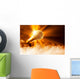 Golden Microphone Stage with Wall Decal