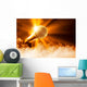 Golden Microphone Stage with Wall Decal
