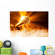 Golden Microphone Stage with Wall Decal