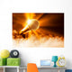 Golden Microphone Stage with Wall Decal
