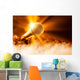 Golden Microphone Stage with Wall Decal