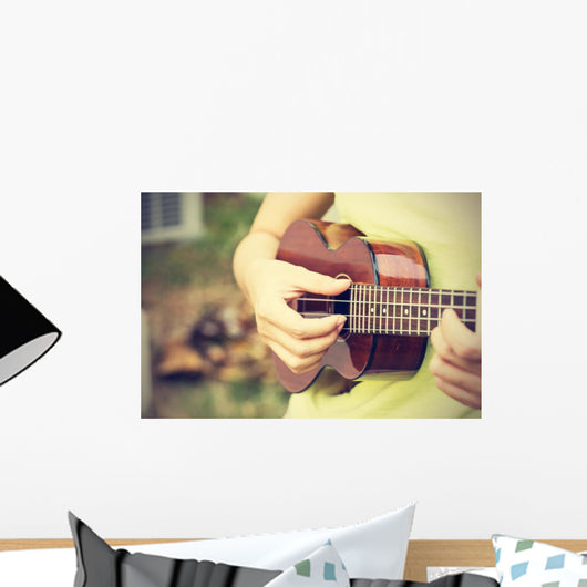 Woman Playing Ukulele Vintage Wall Decal