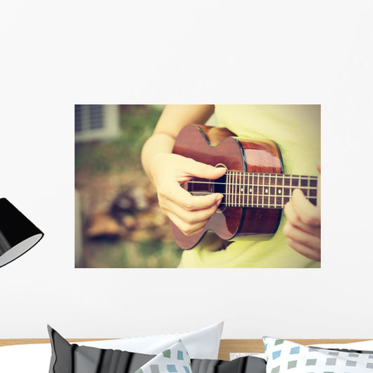 Woman Playing Ukulele Vintage Wall Decal