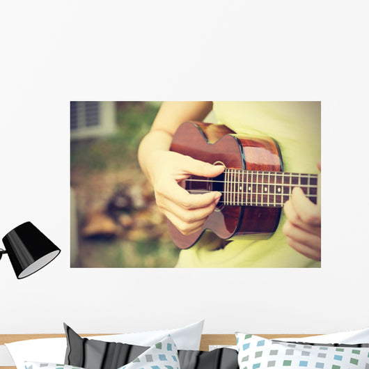 Woman Playing Ukulele Vintage Wall Decal