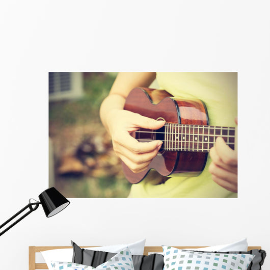 Woman Playing Ukulele Vintage Wall Decal