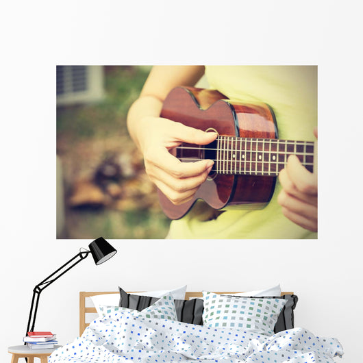 Woman Playing Ukulele Vintage Wall Decal