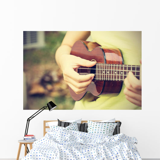 Woman Playing Ukulele Vintage Wall Decal