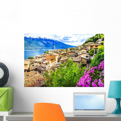 Limone Beautiful Town Lago Wall Decal shown on a wall