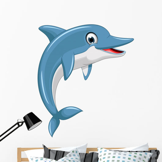 Cute Dolphin Cartoon Jumping Wall Decal
