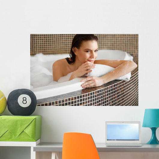 Beautiful Woman Takes Bubble Wall Decal