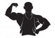 Bodybuilder Vector Silhouette White Wall Decal