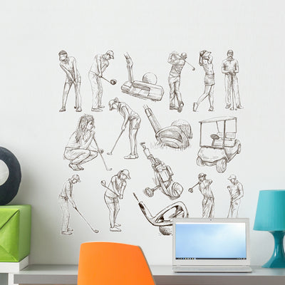 Golf and Golfers Hand Wall Decal shown on a wall
