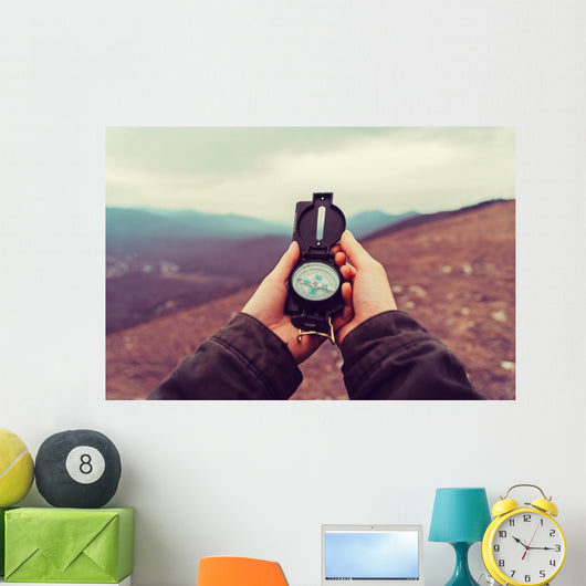 Hiker Woman with Compass Wall Decal