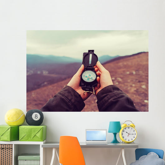 Hiker Woman with Compass Wall Decal