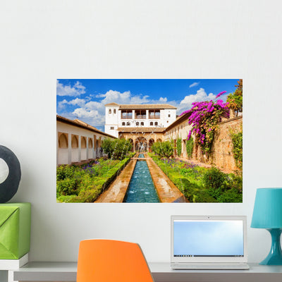 Alhambra Granada Generalife's Fountain Wall Decal shown on a wall