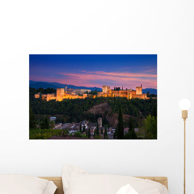 Alhambra Granada Spain Dusk Wall Decal shown on a wall