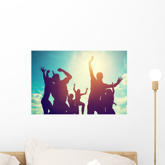 Happy Friends Family Jump Wall Decal