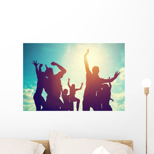 Happy Friends Family Jump Wall Decal