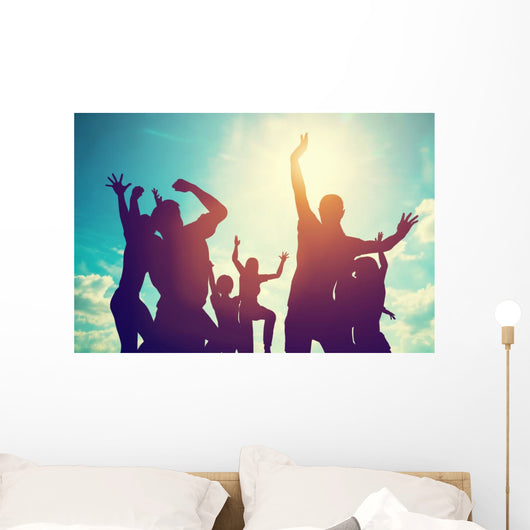 Happy Friends Family Jump Wall Decal