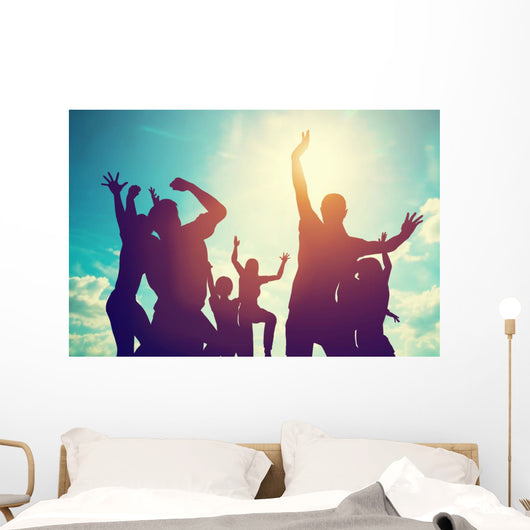 Happy Friends Family Jump Wall Decal