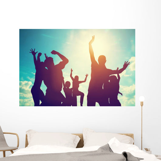 Happy Friends Family Jump Wall Decal