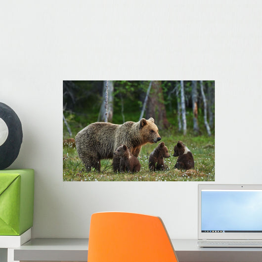 Mother Bear and Cubs Wall Decal