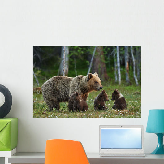 Mother Bear and Cubs Wall Decal