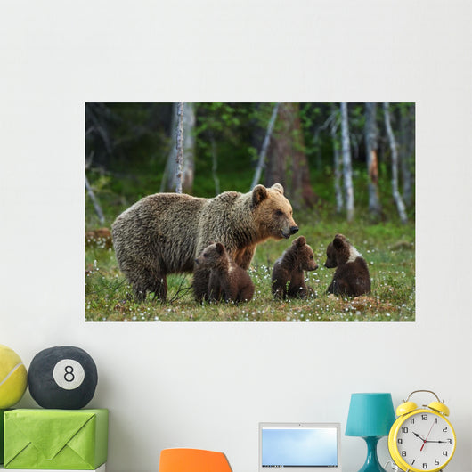 Mother Bear and Cubs Wall Decal