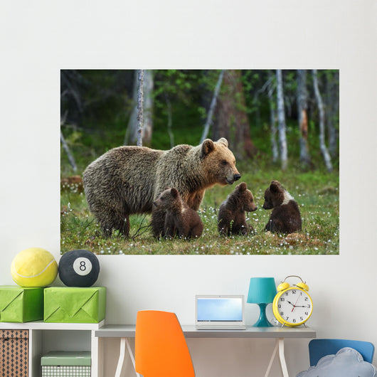 Mother Bear and Cubs Wall Decal