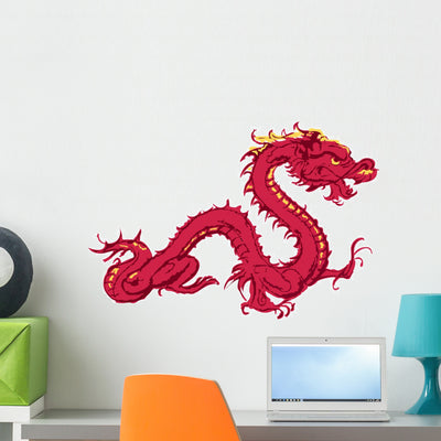 Chinese Dragon Wall Decal shown on a wall