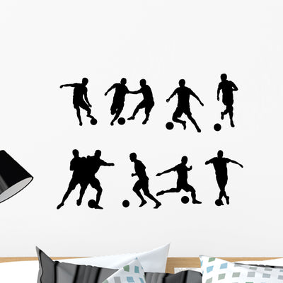 Soccer Player Silhouette Wall Stickers Wall Decal shown on a wall