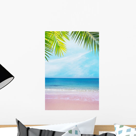 Pink Shore under Palm Wall Decal