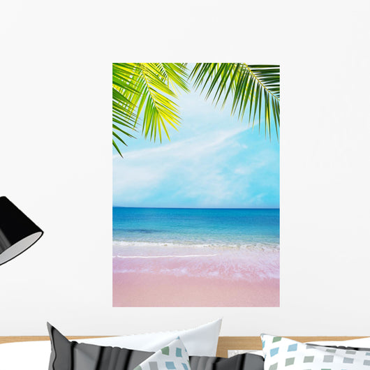 Pink Shore under Palm Wall Decal