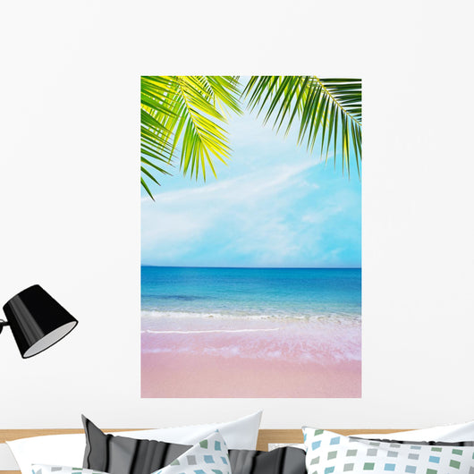 Pink Shore under Palm Wall Decal