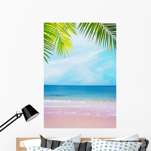 Pink Shore under Palm Wall Decal