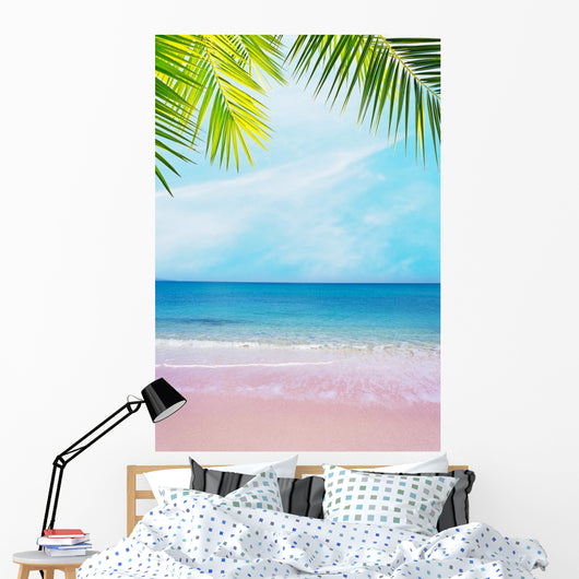 Pink Shore under Palm Wall Decal