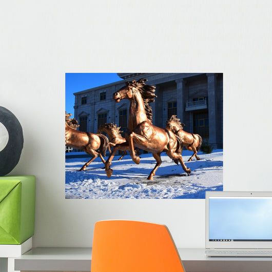 Copper Sculpture Horse Racing Wall Decal