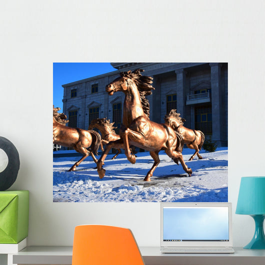 Copper Sculpture Horse Racing Wall Decal