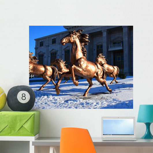 Copper Sculpture Horse Racing Wall Decal