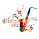Colorful Saxophone Design with Wall Decal
