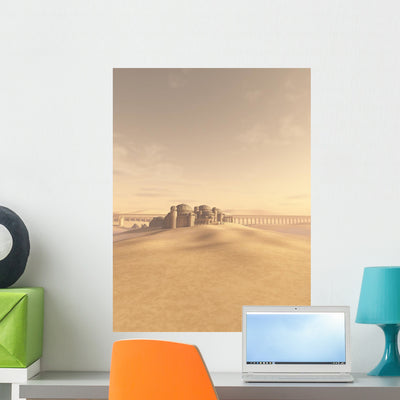 Desert Town Swallowed Sand Wall Decal shown on a wall