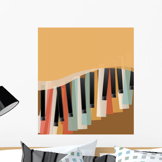 Piano Keys Retro Orange Wall Decal